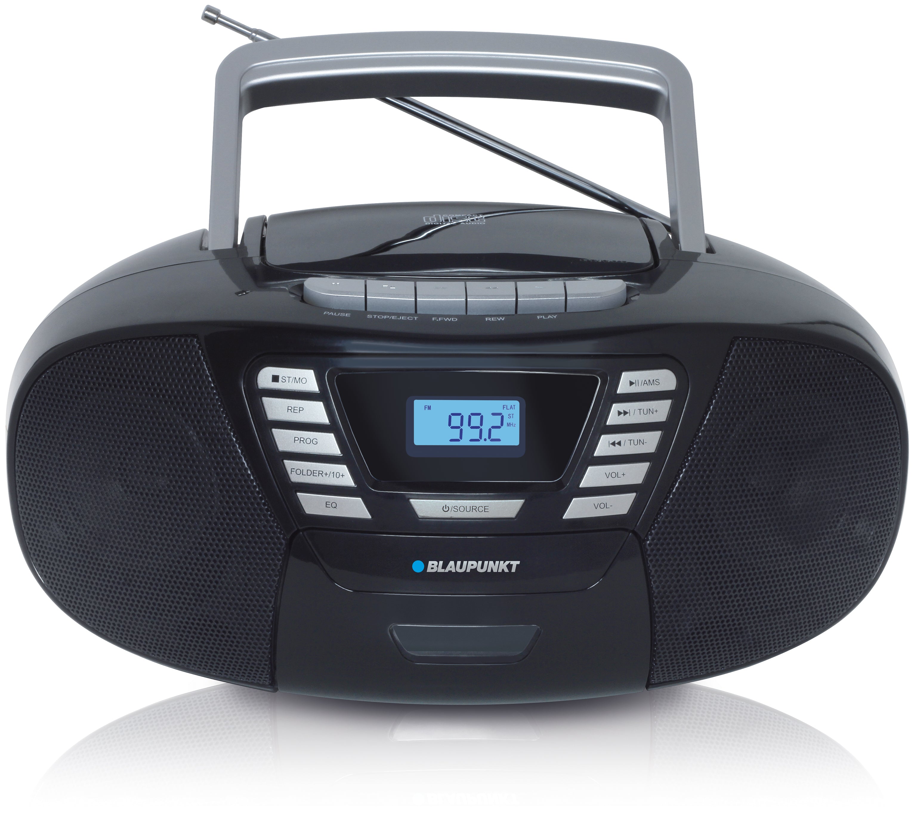 BLAUPUNKT B 120, CD Player Bluetooth Kinder - tragbarer Kassettenrekorder &amp; Kinder CD Player mit Bluetooth Funktion, PLL UKW Radio, AUX &amp; USB Anschluss, mit Griff, Farbe: Schwarz