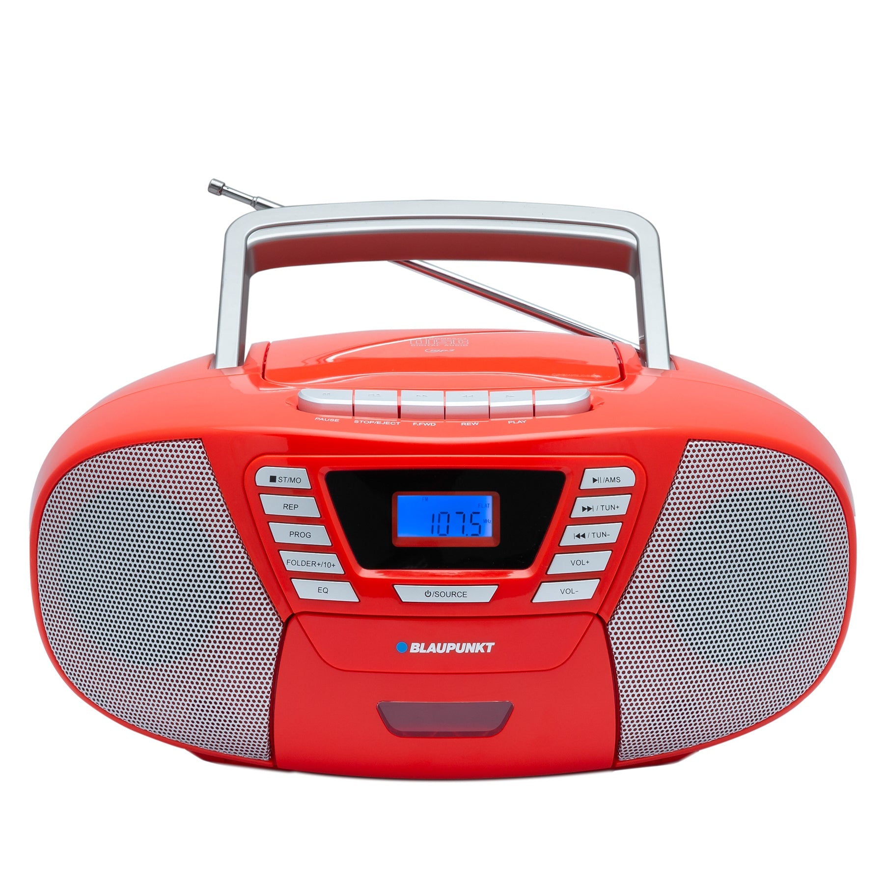 BLAUPUNKT B 120, CD Player Bluetooth Kinder - tragbarer Kassettenrekorder &amp; Kinder CD Player mit Bluetooth Funktion, PLL UKW Radio, AUX &amp; USB Anschluss, mit Griff, Farbe: Rot